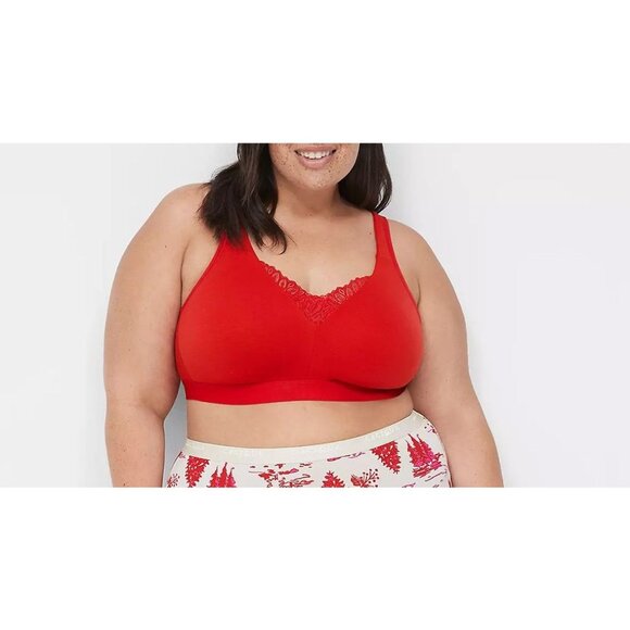 Lane Bryant Cacique Cotton Lightly Lined No Wire Full Coverage Bra 40D - Picture 1 of 3